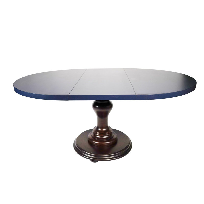 Round Solid Wood Dining Table, Blue, Brown