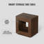 Table de bout rustique industrielle avec station de charge, lumières DEL et tablette de rangement | Idée de cadeau