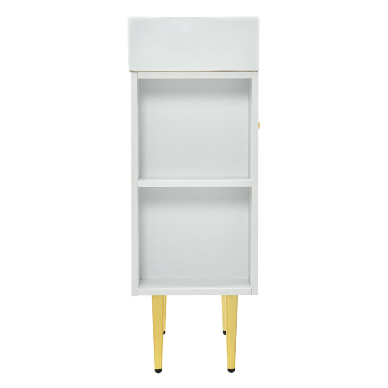  Meuble-lavabo de salle de bain 21,6 po seulement, conception avec porte à droite, rangement pour petits espaces, lavabo non inclus, blanc