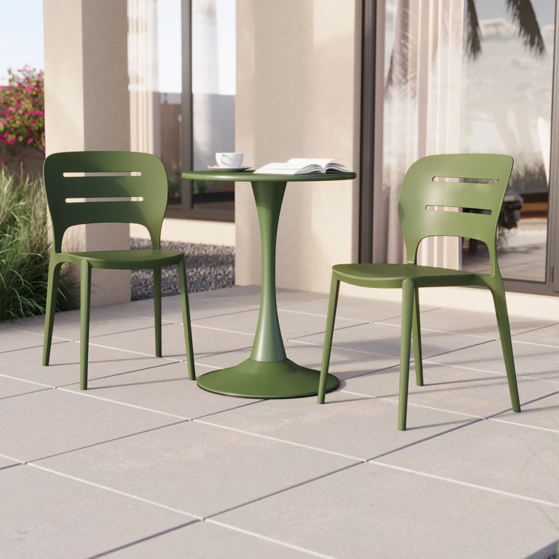 Ensemble de 2 chaises de patio empilables, 2, Green