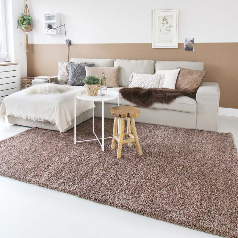 Aloysia High Pile Shaggy Mocha Rug, Rectangle 300 x 400cm