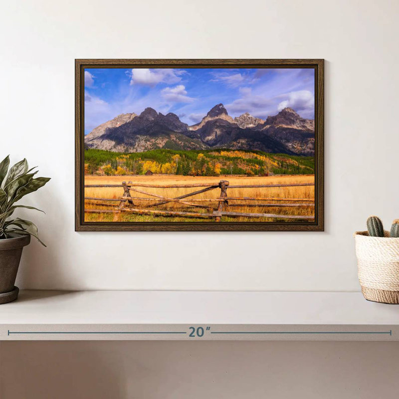 Grand Teton Scenery, 13" X 9", Floating Frame Walnut