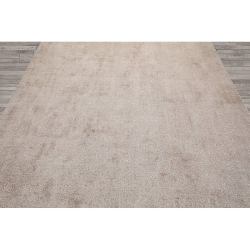 Tapis taupe touffeté à la main de style oriental texturé contemporain, Rectangle 12 pi x 18 pi