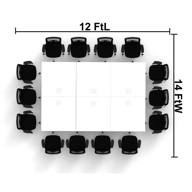 Rectangle 14 Person Flip Top 72'' L Modular Training Table and Chair Set with Casters and Modesty Panel and Cable Management