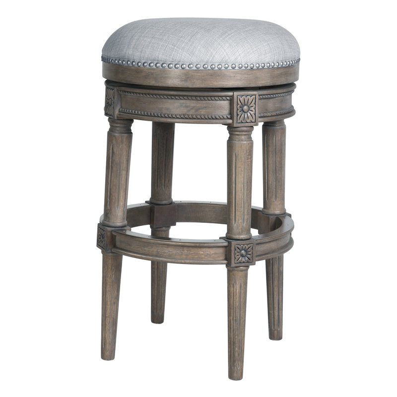 Mehar Swivel Backless Bar & Counter Stool, Weathered Gray, 1, Bar Stool (31'' Seat Height)