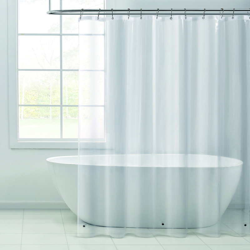 Bekka Lightweight Solid Shower Curtain Liner with Weighted Hem, Clear