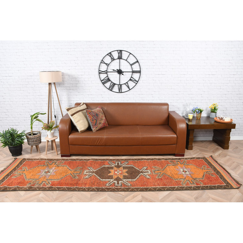 Tapis rouge rouge turc Anatolian Herki en laine pour escalier de couloir de cuisine