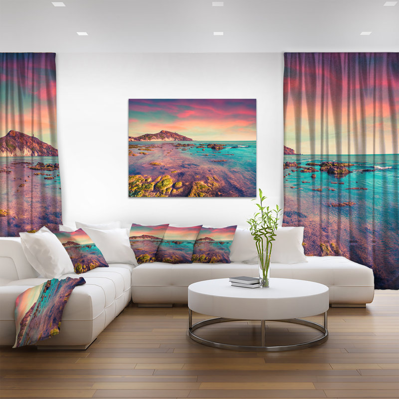 «Risa Giallonardo Beach Colorful Sunset», impression, H 16 po x l 32 po x P 1 po, Toile tendue