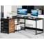 Bureau d'ordinateur en L 59 pouces avec tiroirs et tablettes de rangement, poste de travail de coin réversible, bureau d'écriture avec classeur