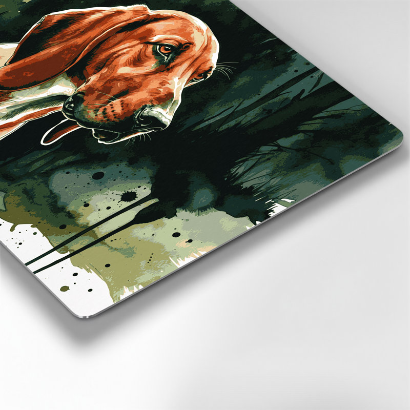 «Dogs Redbone Coonhound», art mural en métal vert, H 11 po x l 14 po