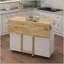 Îlot de cuisine avec support à épices, porte-serviettes et plateau de table en bois massif extensible - blanc-947205226