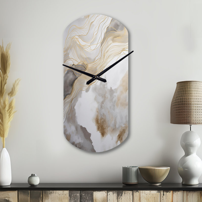 Horloge murale asymétrique dorée et grise, Petit