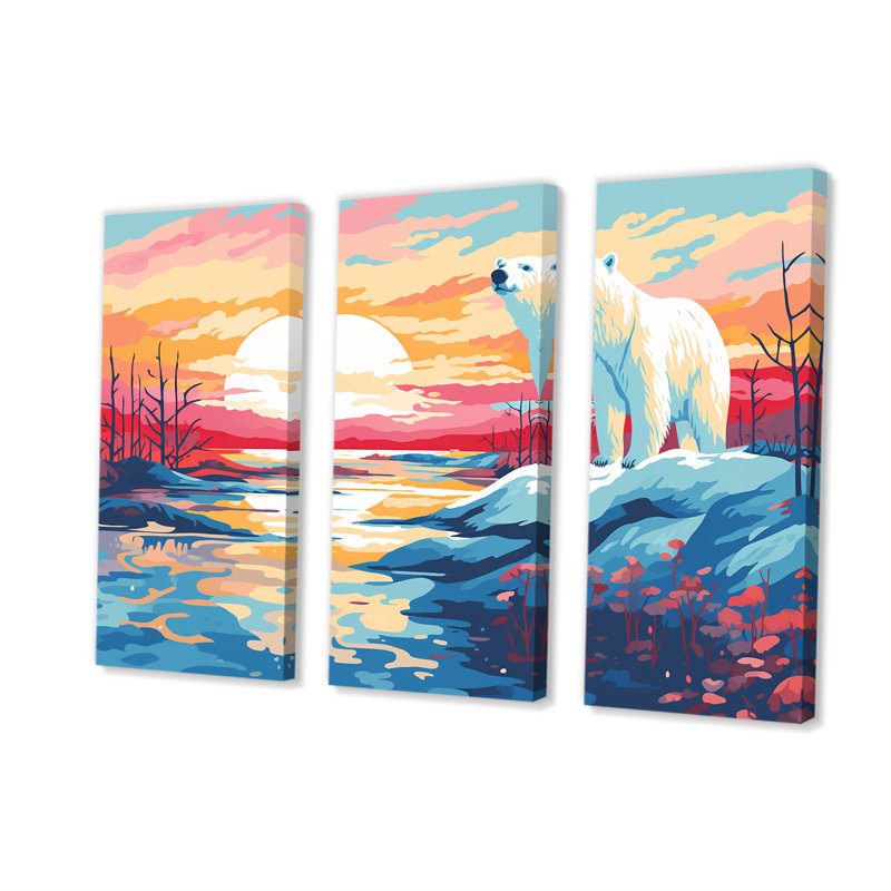 «Sunrise Bear», art mural, H 28 po x l 36 po, Toile tendue