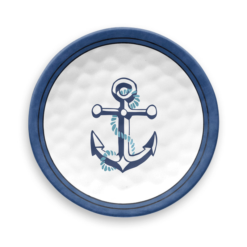 Lacona Nautical Anchor Assorted Appetizer Plate S/4,6.8",Melamine, Set Of 4