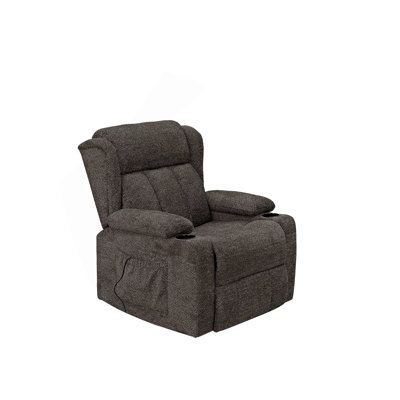 Brown Linen Power Motion Recliner W/Lift & Cup Holder