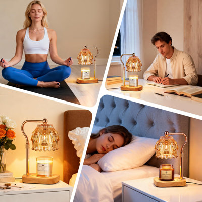 Lampe chauffe-bougie avec minuterie et variateur - Cadeau d'anniversaire pour femme ou maman, brûleur de cire électrique à hauteur réglable pour bougies en pot, décoration chaleureuse pour la maison