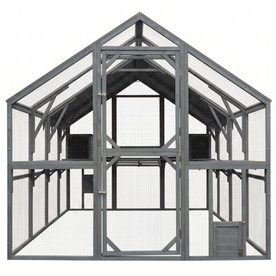  Large Wooden Outdoor Chicken, Cat Coop 110" Large Hen Run House, Cat Catio Upgrade Waterproof Cover