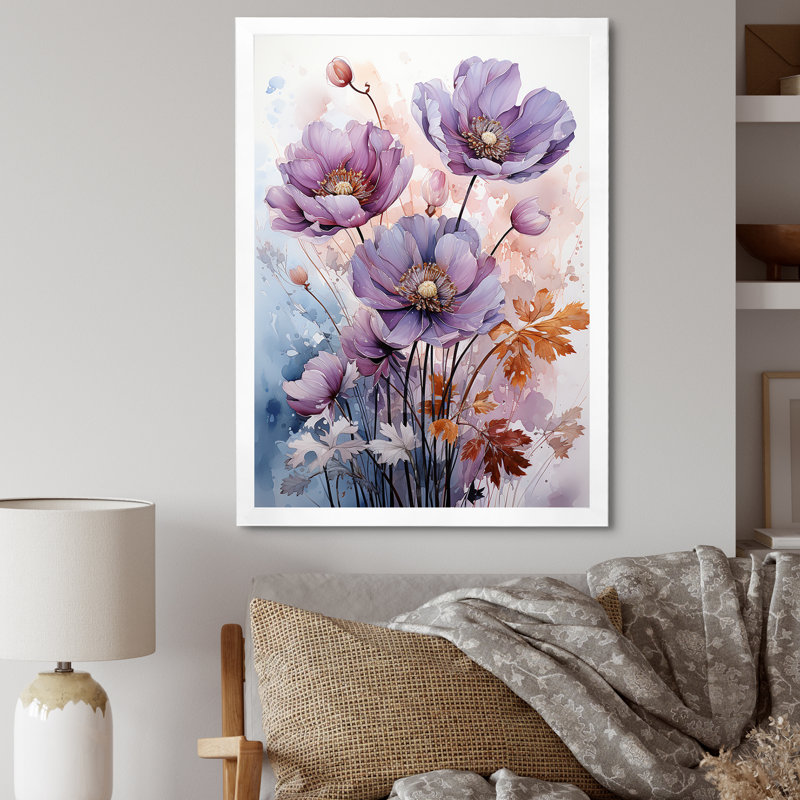 «Mauve Buttercups Mystical Moments» sur toile, Cadre simple blanc, H 20 po x l 12 po x P 1 po