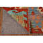 Tapis rouge / bleu / beige en laine tissé à plat à la main Ikat 8 pi 3 po x 11 pi 7 po