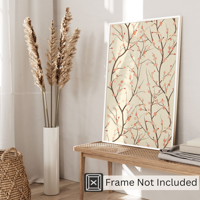 «Botanical Sakura Cherry Blossom Tree III», reproduction d'art asiatique sans cadre, H 30 po x l 20 po