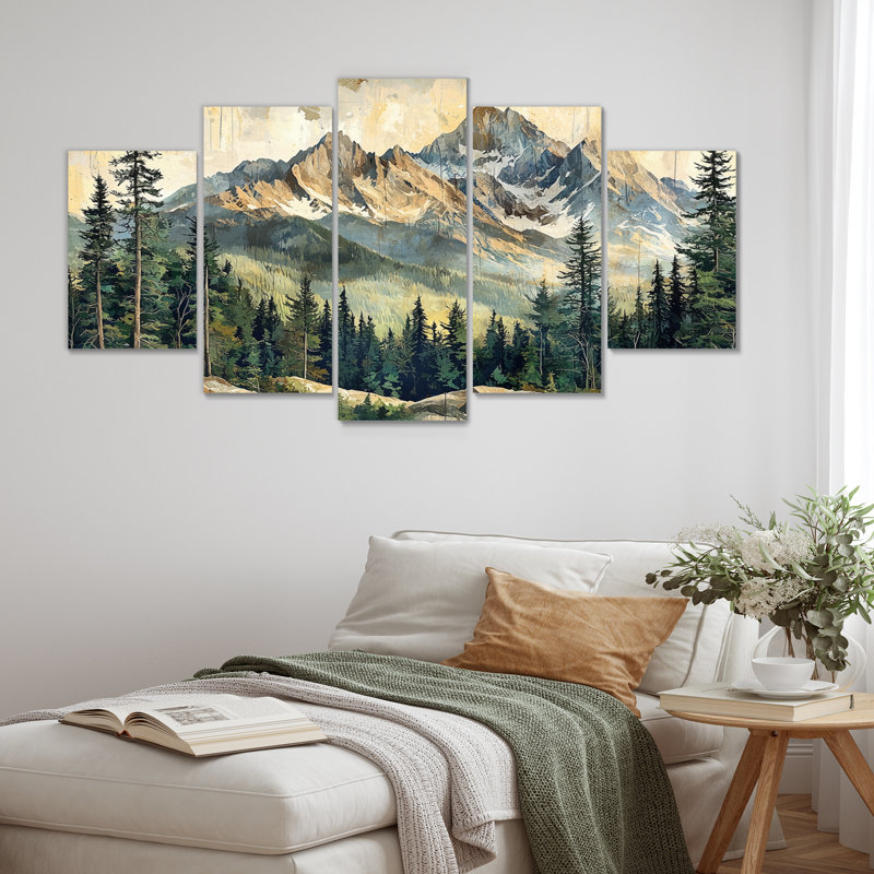 Montagne, paysage de montagne, couches I - Treescape Wall Art - décoration murale traditionnelle