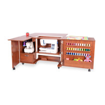 Homfa Folding Sewing Machine Table with Cabinet, 63 Inch