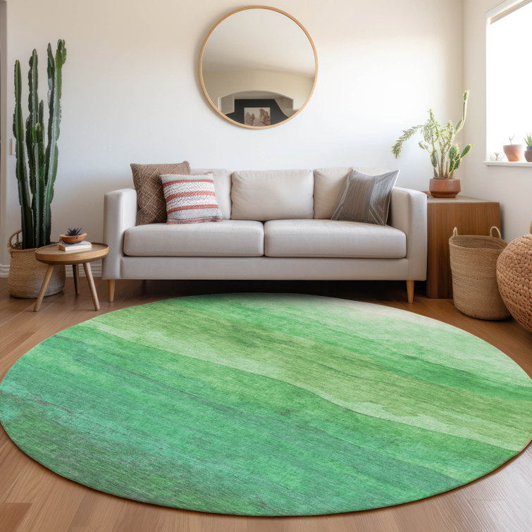 Machine Washable Indoor/Outdoor Cinead ACN1699 Green Rug