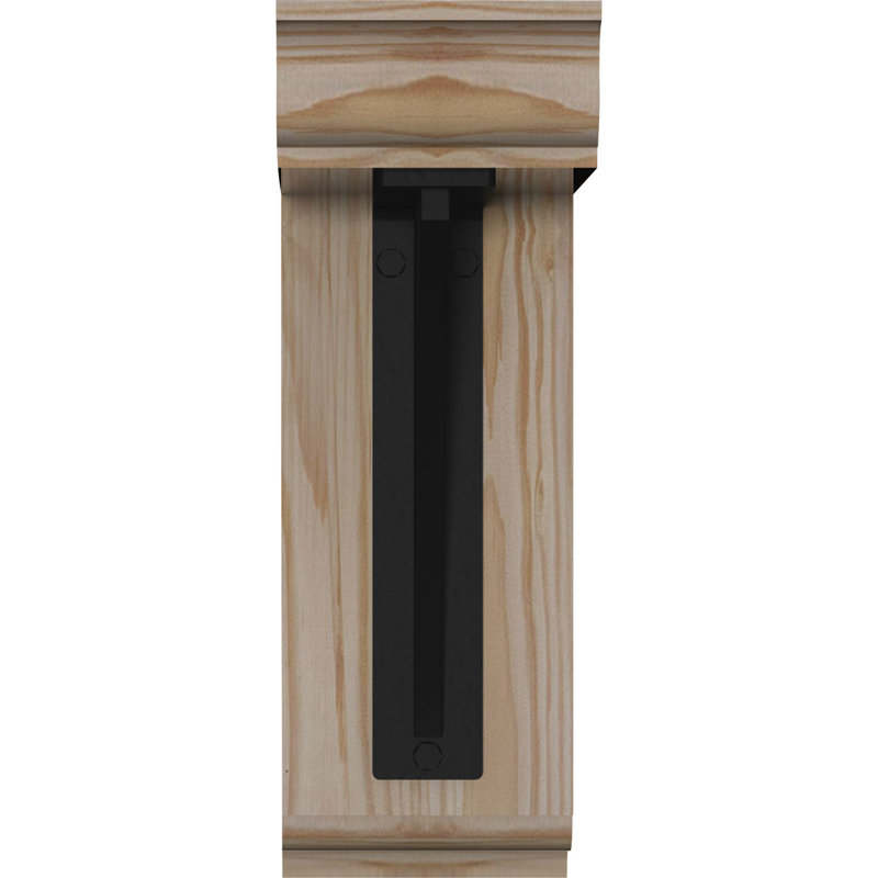4"W x 9 1/2"D x 12"H Nevio Traditional Ironcrest Rough Sawn Bracket, Douglas Fir (1 1/2"W x 5 1/2"D x 8"H Iron Bracket)