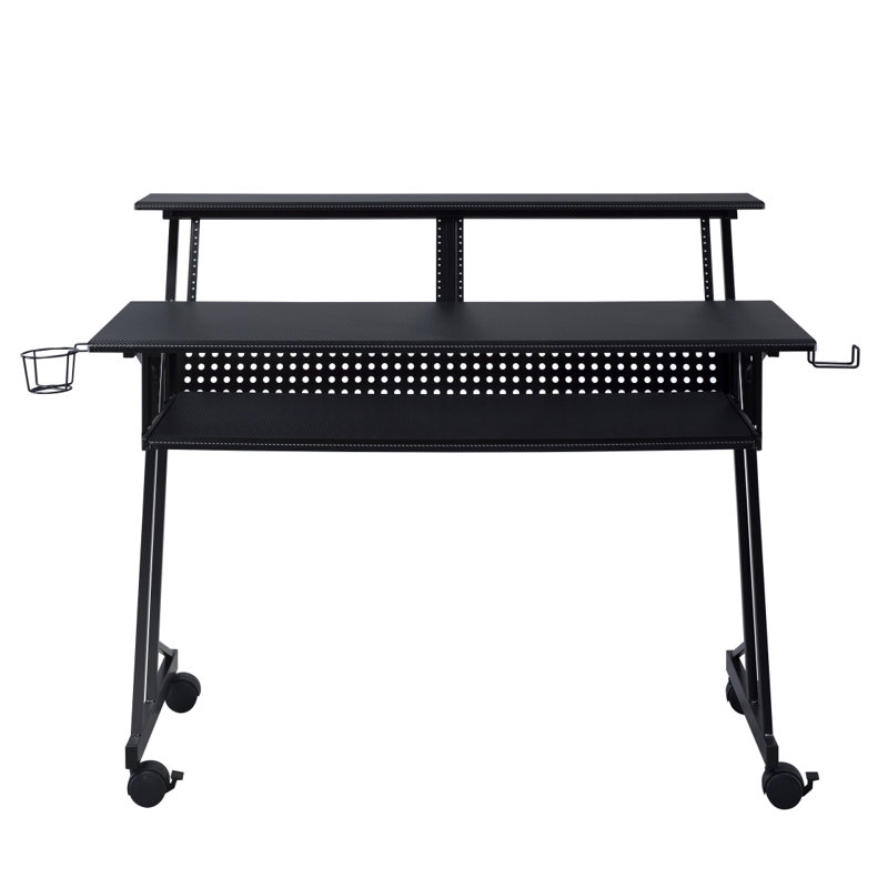 Bureau de studio d'enregistrement de musique avec plateau à clavier, Noir