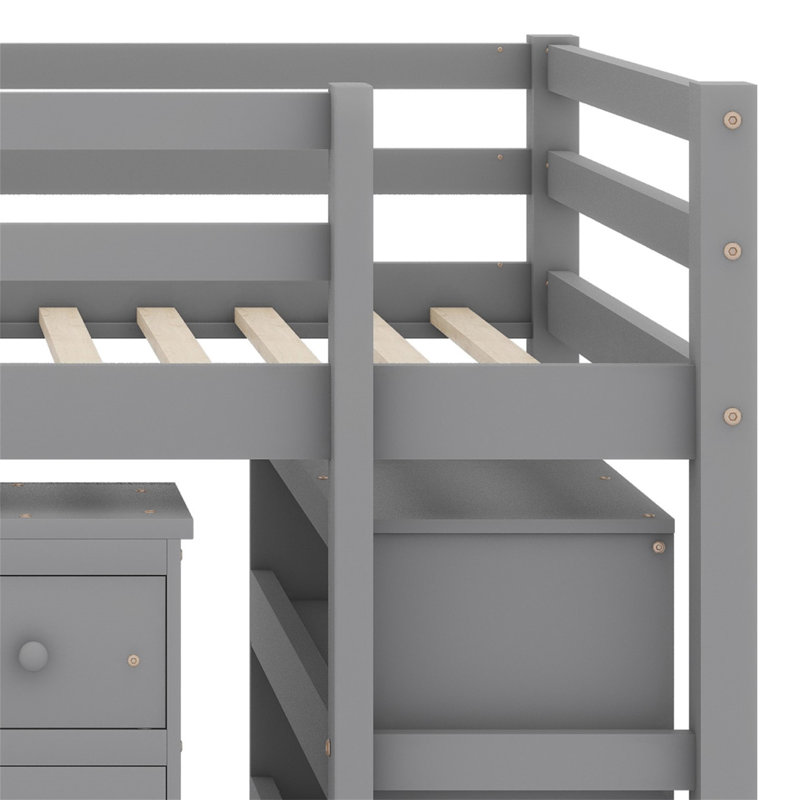 Joquan Kids Full Loft Bed, Gray