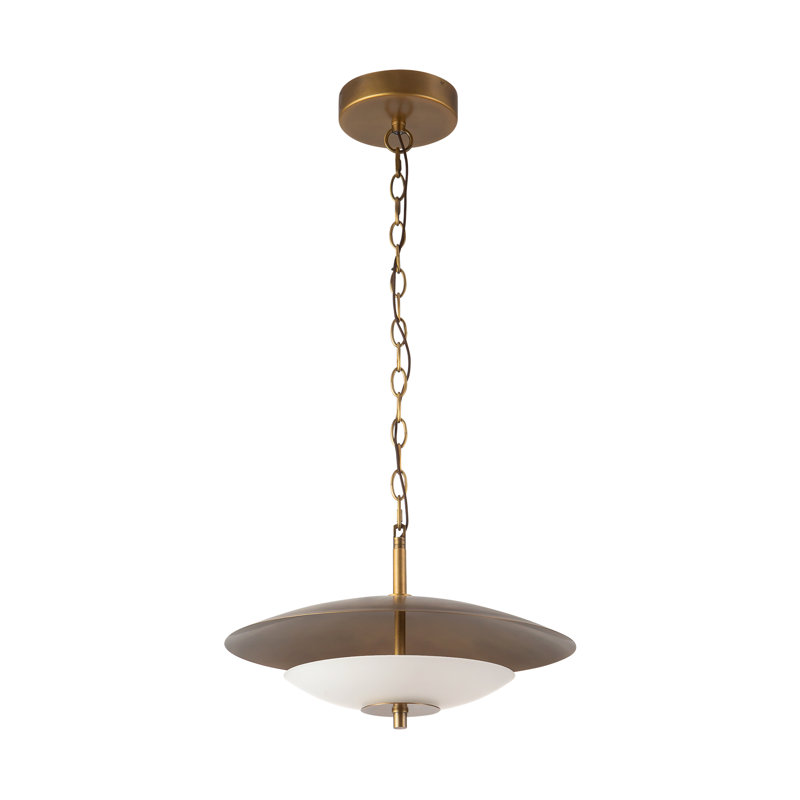 Prescott 1 - Light LED Pendant, Vintage Brass/Opal Matte Glass