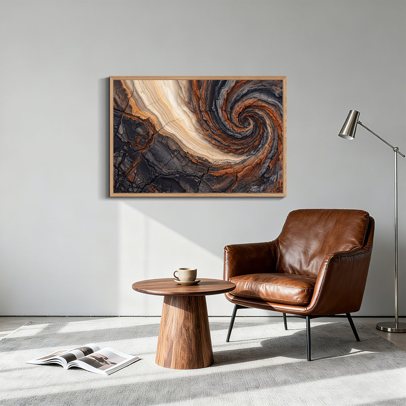 Art mural sur toile tourbillonnant de pierres rouillées et grises, 24"H x36"W