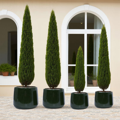 Ensemble de 4 pots de fleurs de 14 po en céramique pour l'intérieur et le jardin