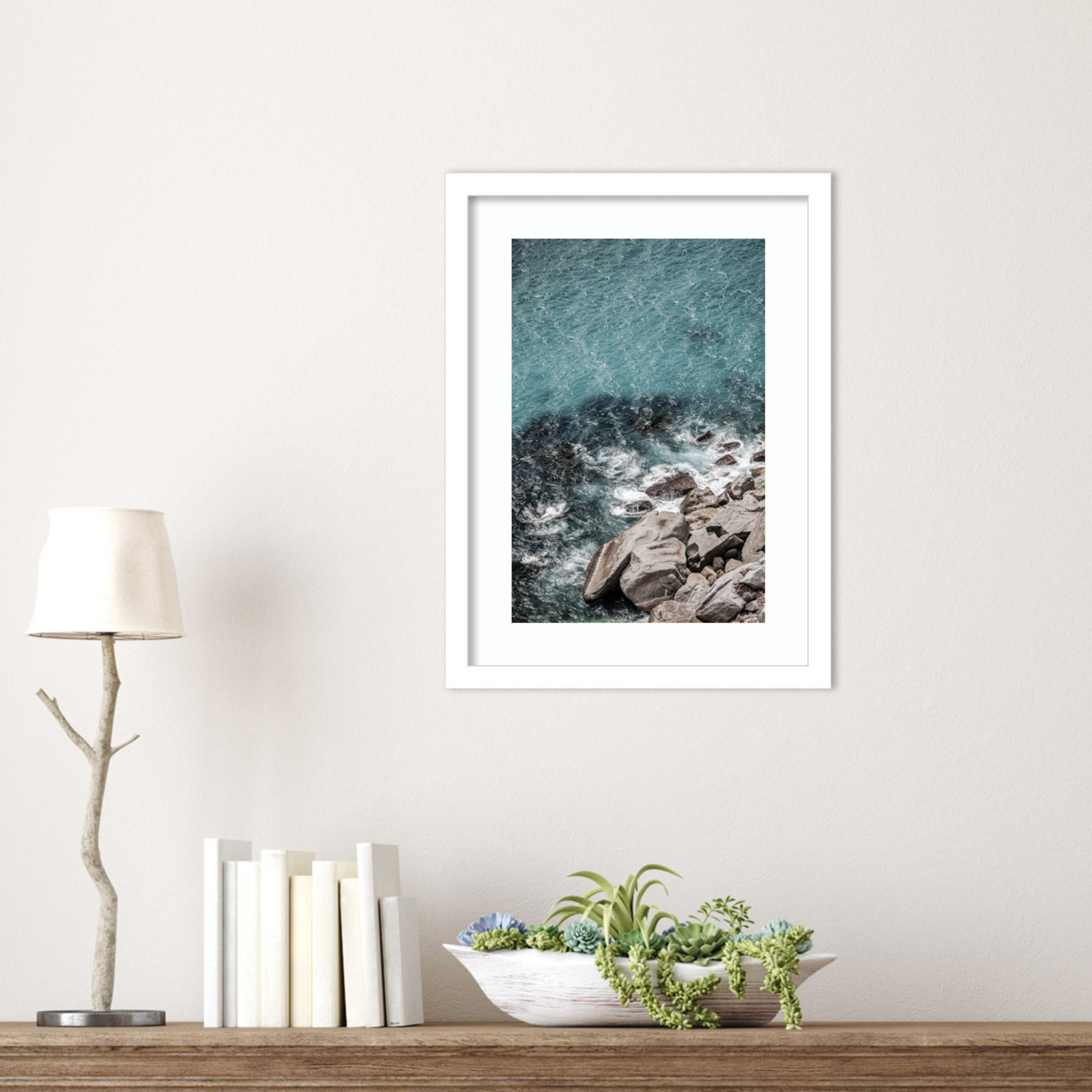 Pacetti "Aqua Sea Shores" Print, White, 17" H x 13" W
