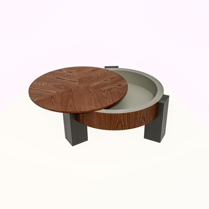 Table basse 33 po avec rangement caché, Noyer