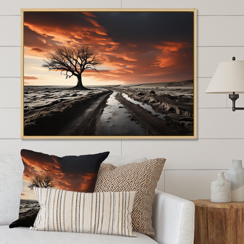 «Sky Dreams Of Infinitive Road II», reproduction sur toile, 34" H x 44" W, Cadre naturel flottant