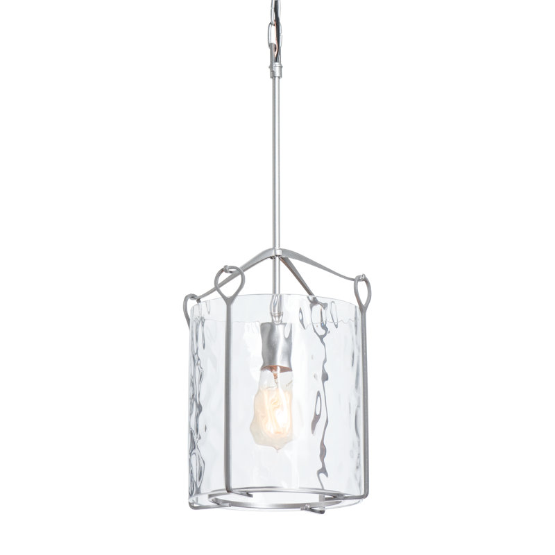 Bow 1 - Light Lantern Cylinder Pendant, Vintage Platinum, Water