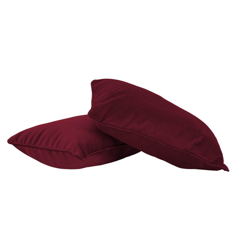 Rectangle Lumbar Microfiber Pillow with Piping, 2-pack, Rectangular 12"H x 20"W, Bordeaux