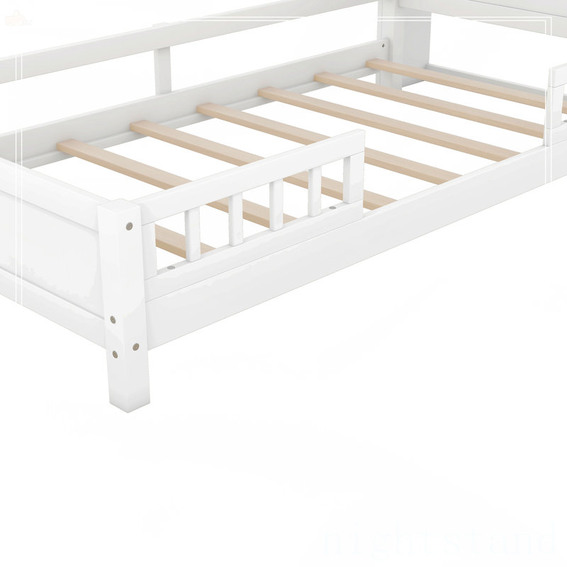 Lit plateforme en bois avec lumière DEL intégrée, Simple, Blanc