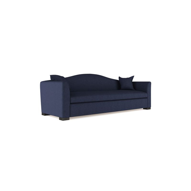 Horatio Camelback Taper Curved-Arm Sofa, 33" H x 96" W x 36" D, Weathered, Box Weave Linen Bluebell