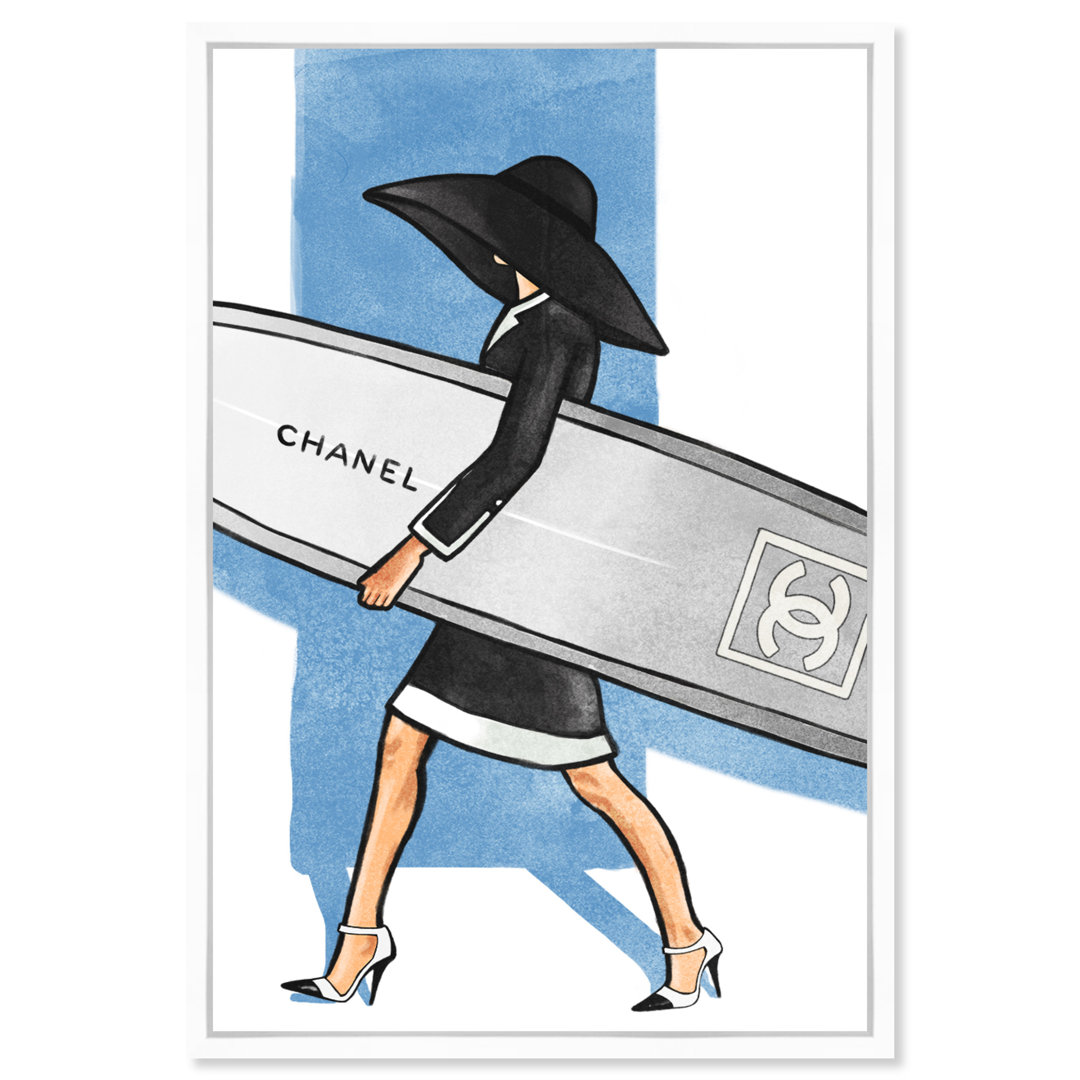 " Fashion And Glam Surfer Girl Tall, Glam Black " Oliver Gal Prints 
