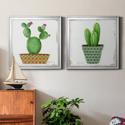 Boho Cacti I - ensemble de 2 reproductions d'art sur toile
