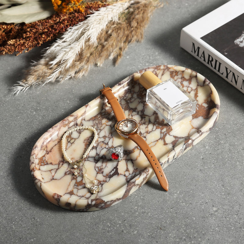 Plateau en marbre naturel ovale Guein, Marbre Calacatta Viola