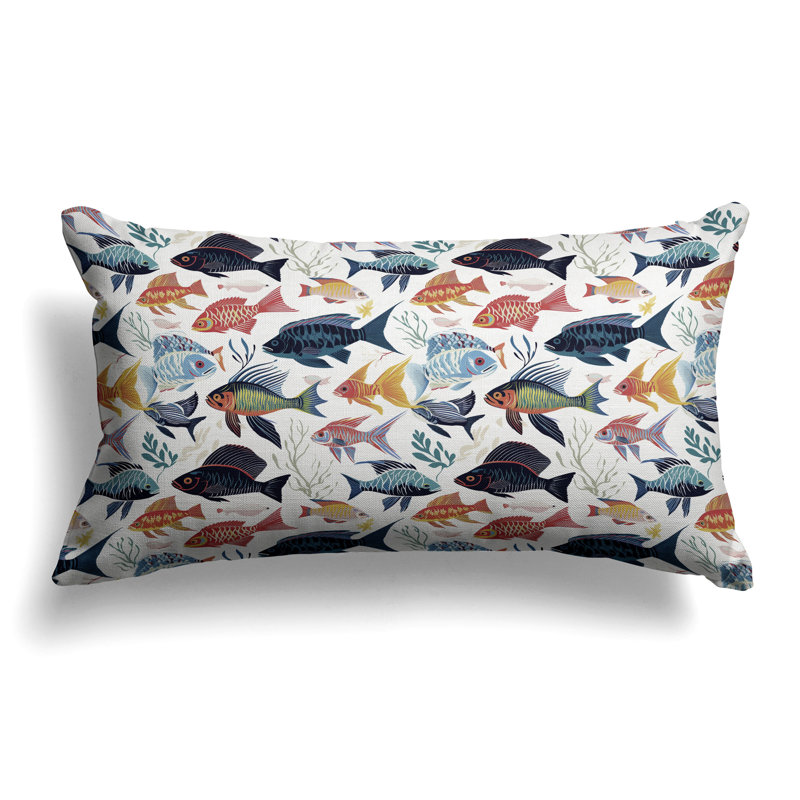 Fish Paradise  Rectangular Throw Pillow, Blue/Red