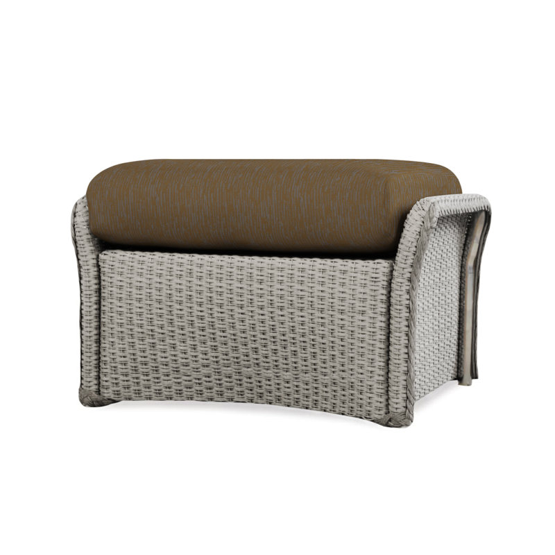 Weekend Retreat Outdoor Ottoman, Flagship Lapis Sunbrella®, Pewter