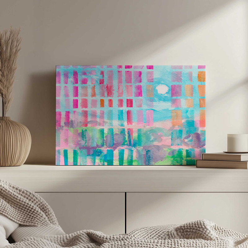 «Neon Gridscape II» par Melissa Wang, reproduction d'art sur toile, H 12 po x l 18 po