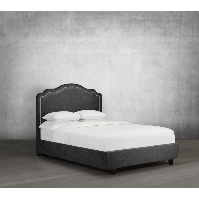 Lit plateforme en tissu d’ameublement Stonebraker, Grand, Similicuir - pierre