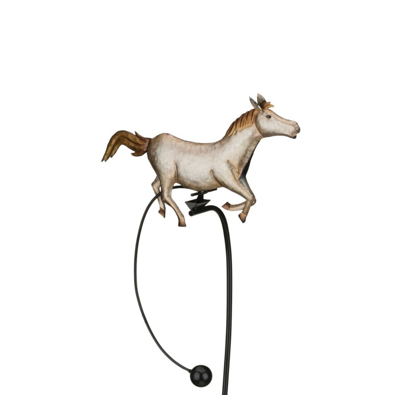 Galvanized Metal Horse Rocker Stake with Gold Accents