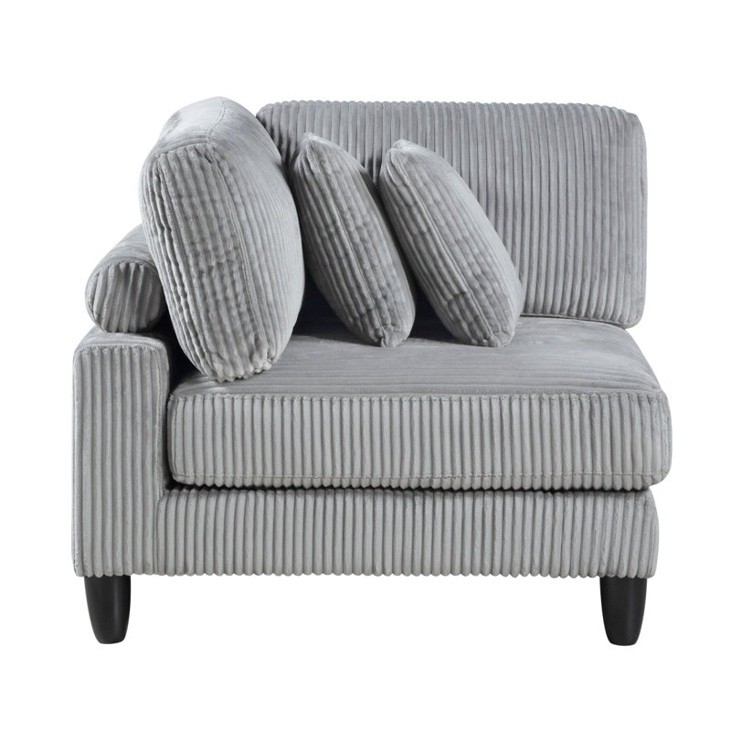 Fauteuil de salon en velours côtelé gris