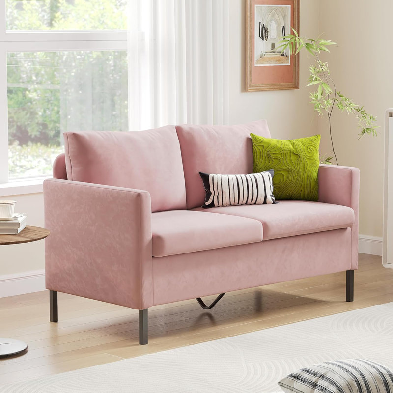 Jimeny 50.78" Square Arm Loveseat, Pink